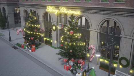 calle de la ciudad decorada con navidad