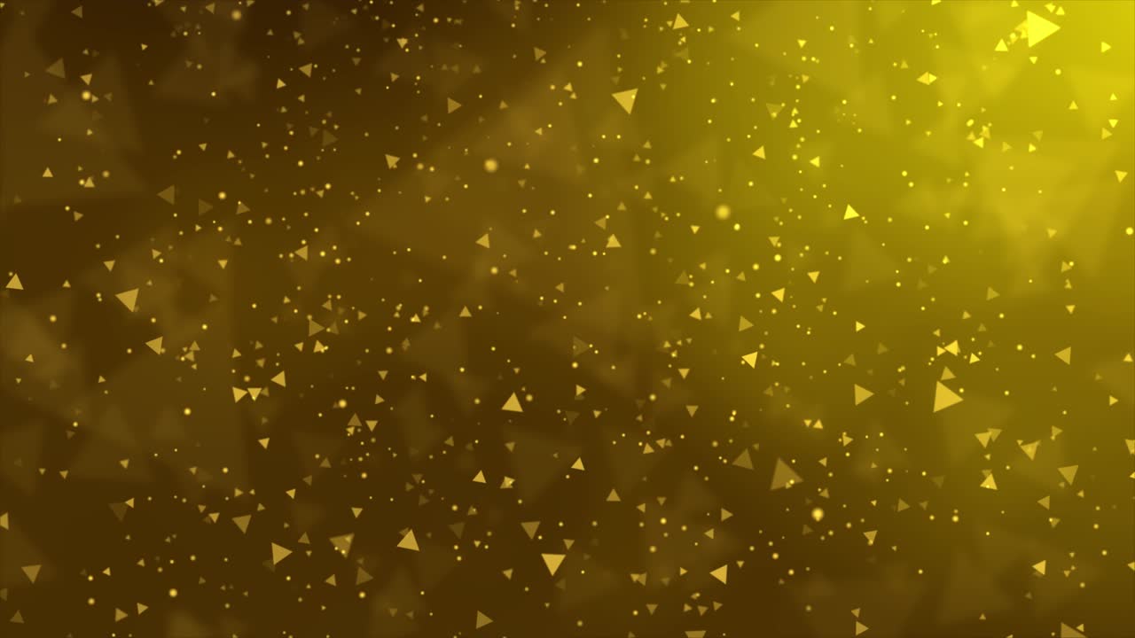 Fondo abstracto de partículas triangulares doradas
