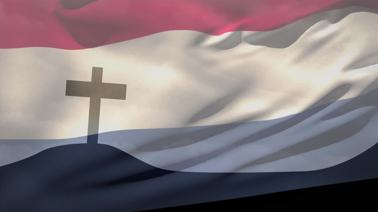 네덜란드의 기독교 십자가와  ⁇ 발의 애니메이션