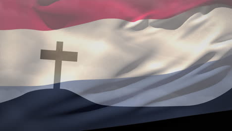 animación de la cruz cristiana y la bandera de los países bajos