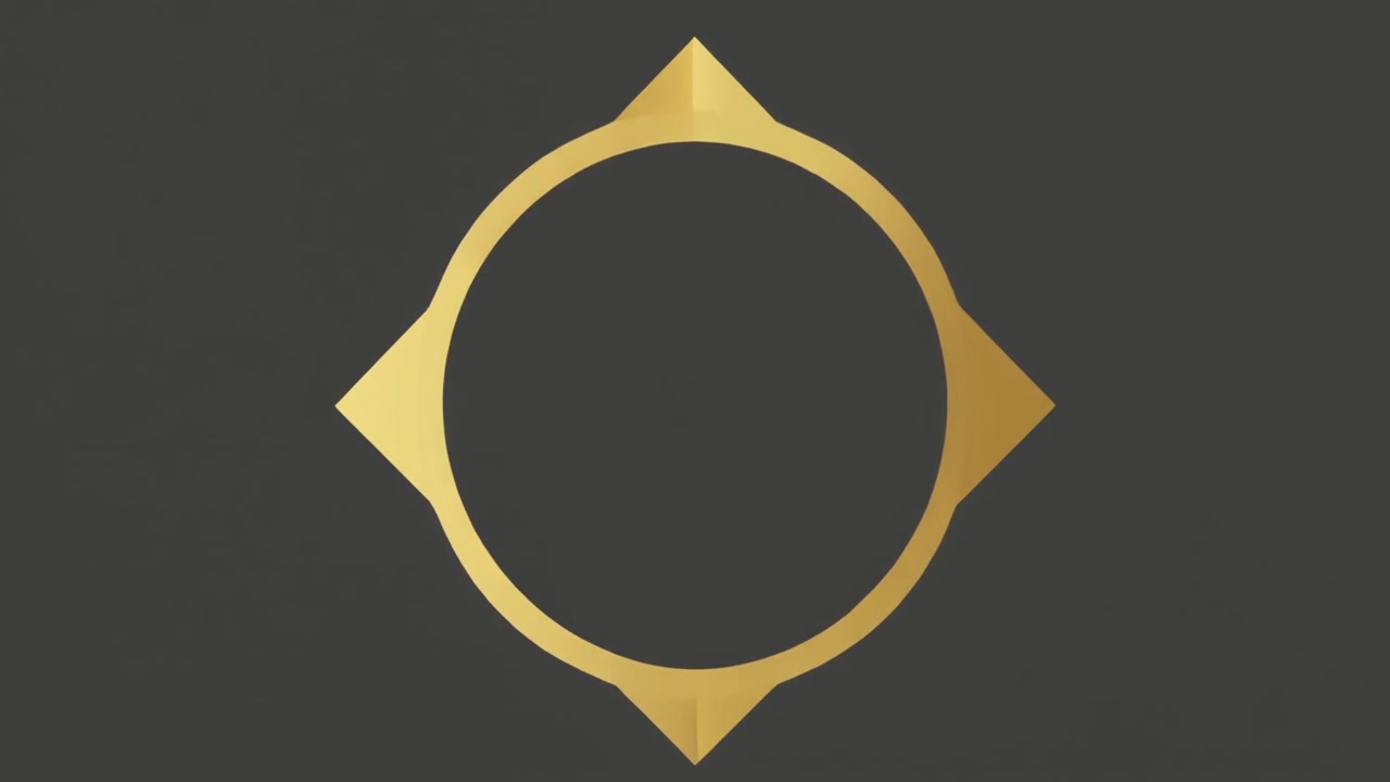 Forma geometrica astratta dorata che si trasforma in un cerchio.