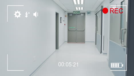 filming a hospital corridor on a digital camera 4k