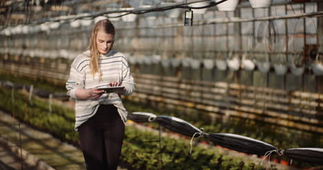 female gardener using digital tablet in greenhouse 8