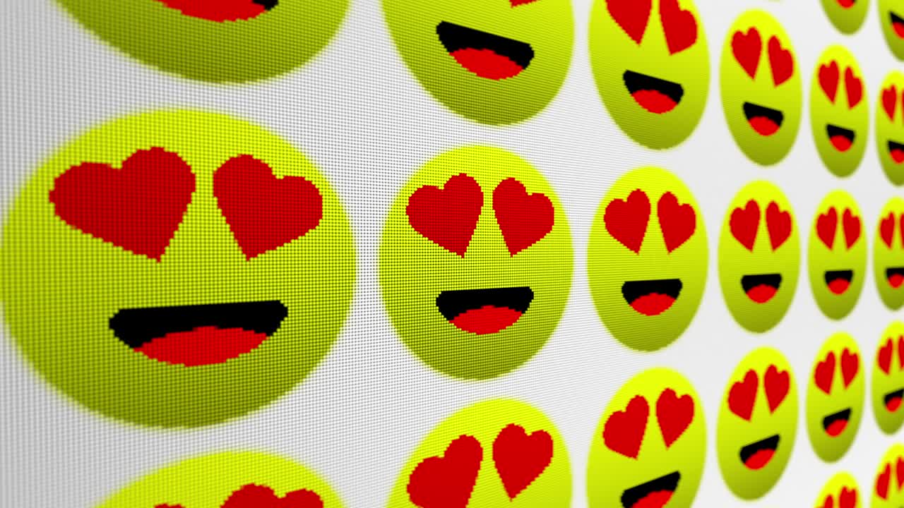 사랑스러운 행복한 미소 아이콘 픽셀 움직이는 화면 애니메이션 배경