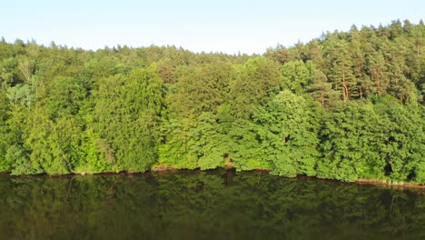 łapino lake in pomeranian district truck shot from a drone