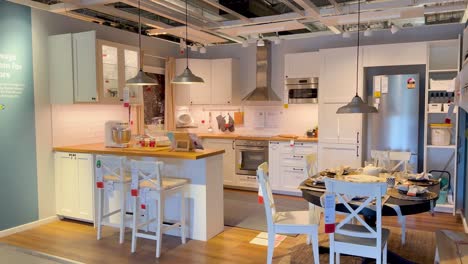 contemporary kitchen setup with stove and rangehood