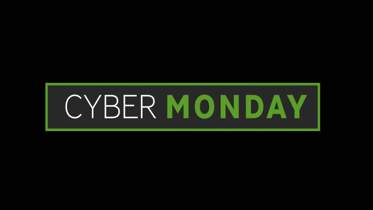 cinta gris con texto de cyber monday contra la pantalla verde