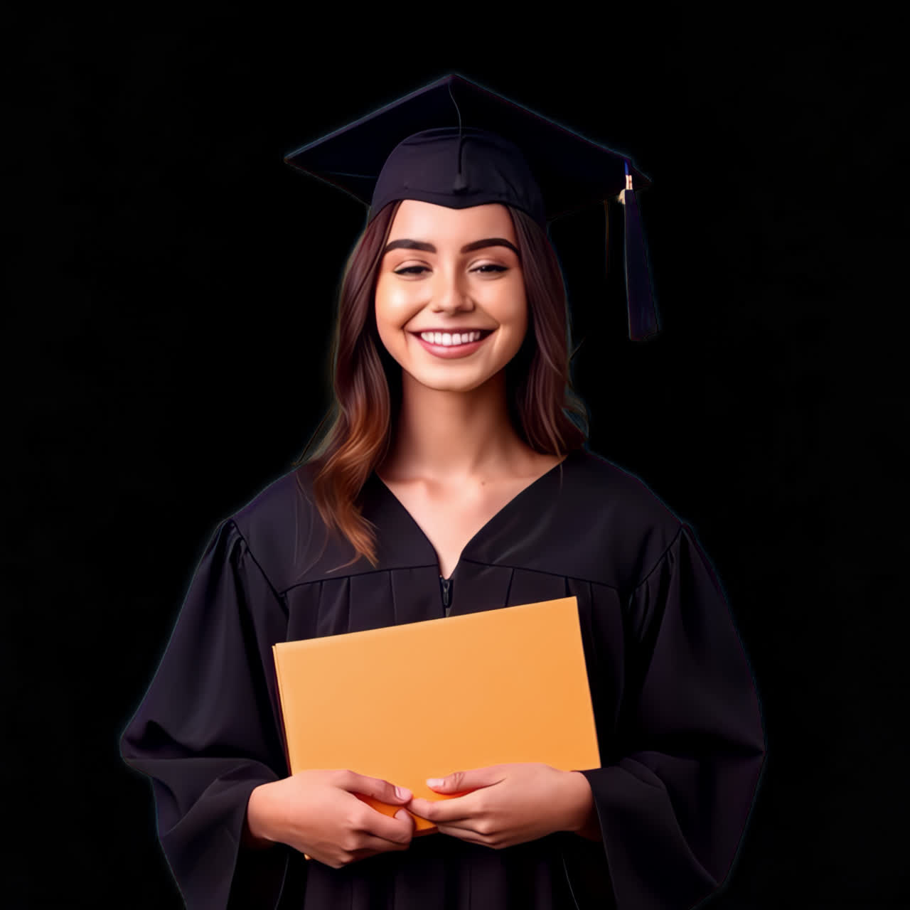 Happy graduate holding diploma animation isolated asset, transparent 4K video, alpha channel, ProRes