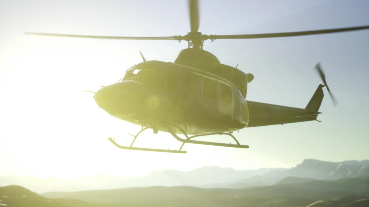 Flying over majestic landscapes at sunset with a helicopter adventure