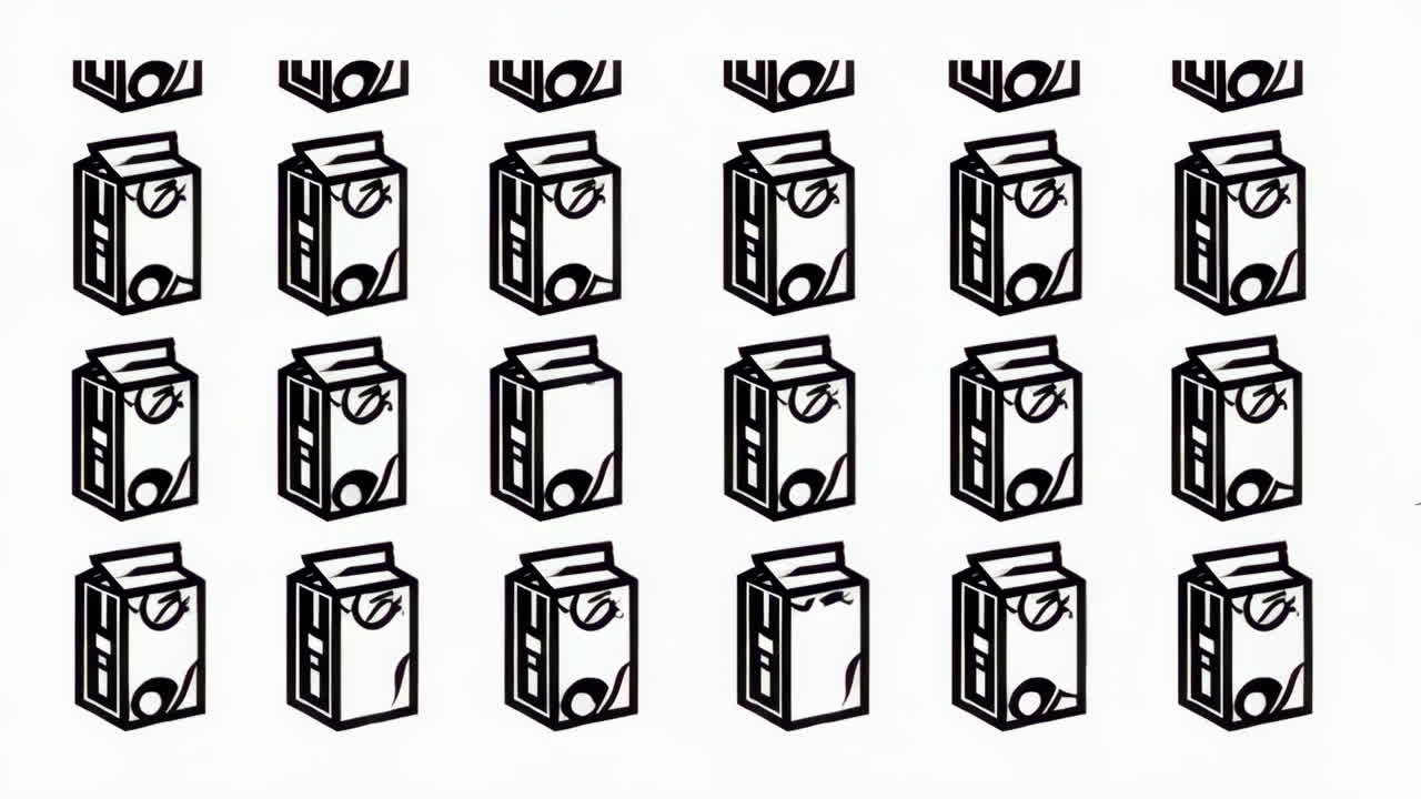 Abstract Geometric Pattern of Stylized Cartons and Cubes