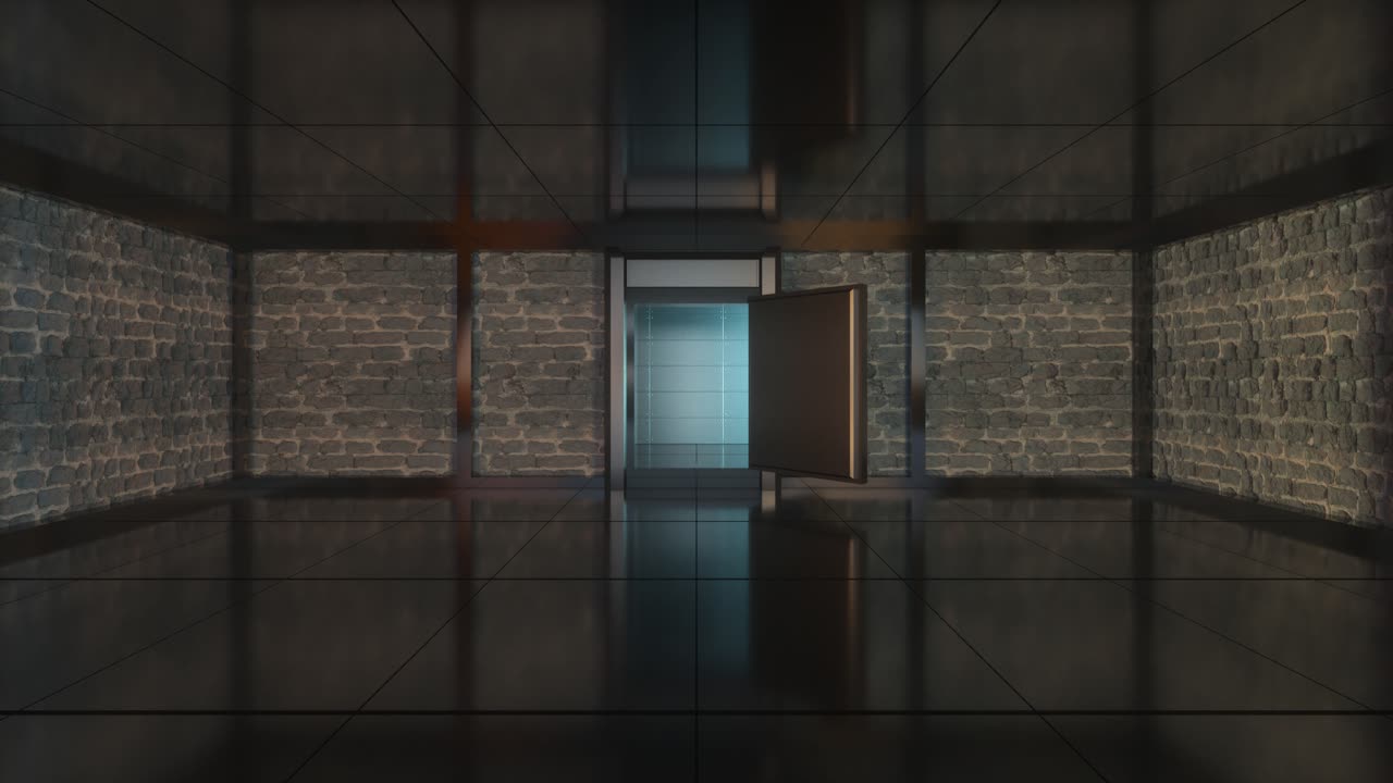 puerta de seguridad y cerradura codificada, concepción abstracta, renderización en 3d.