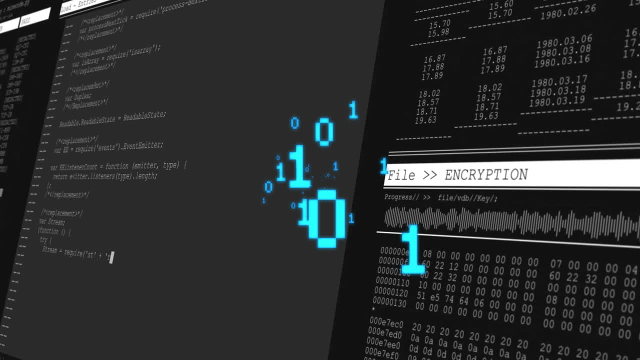 검은색 배경에 데이터 처리의 애니메이션
