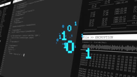 animación del procesamiento de datos sobre un fondo negro