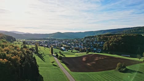 Pequeño-Pueblo-En-Suiza-Llamado-Lupsingen-Desde-Arriba