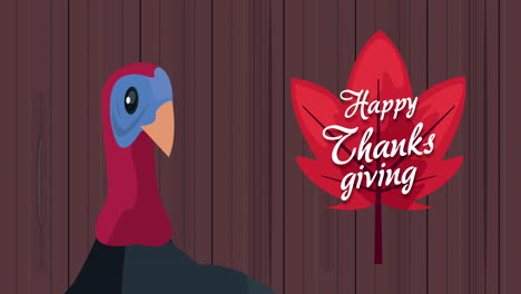 feliz acción de gracias letras con pavo y hoja