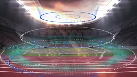 Animation-of-digital-interface-with-safe-lock-rotating-overt-sports-stadium