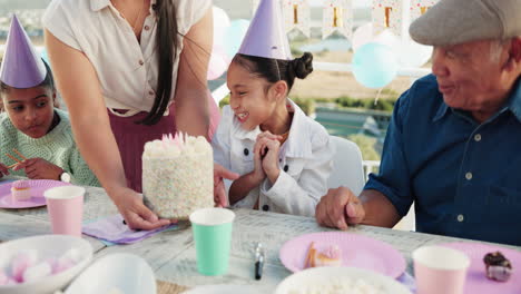 Cake,-celebration-and-girl-in-park-for-birthday