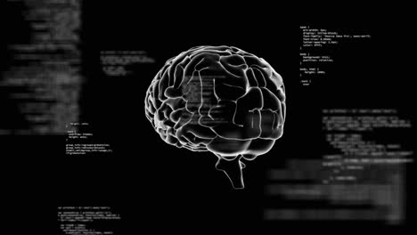 animación del cerebro humano y procesamiento de datos científicos.