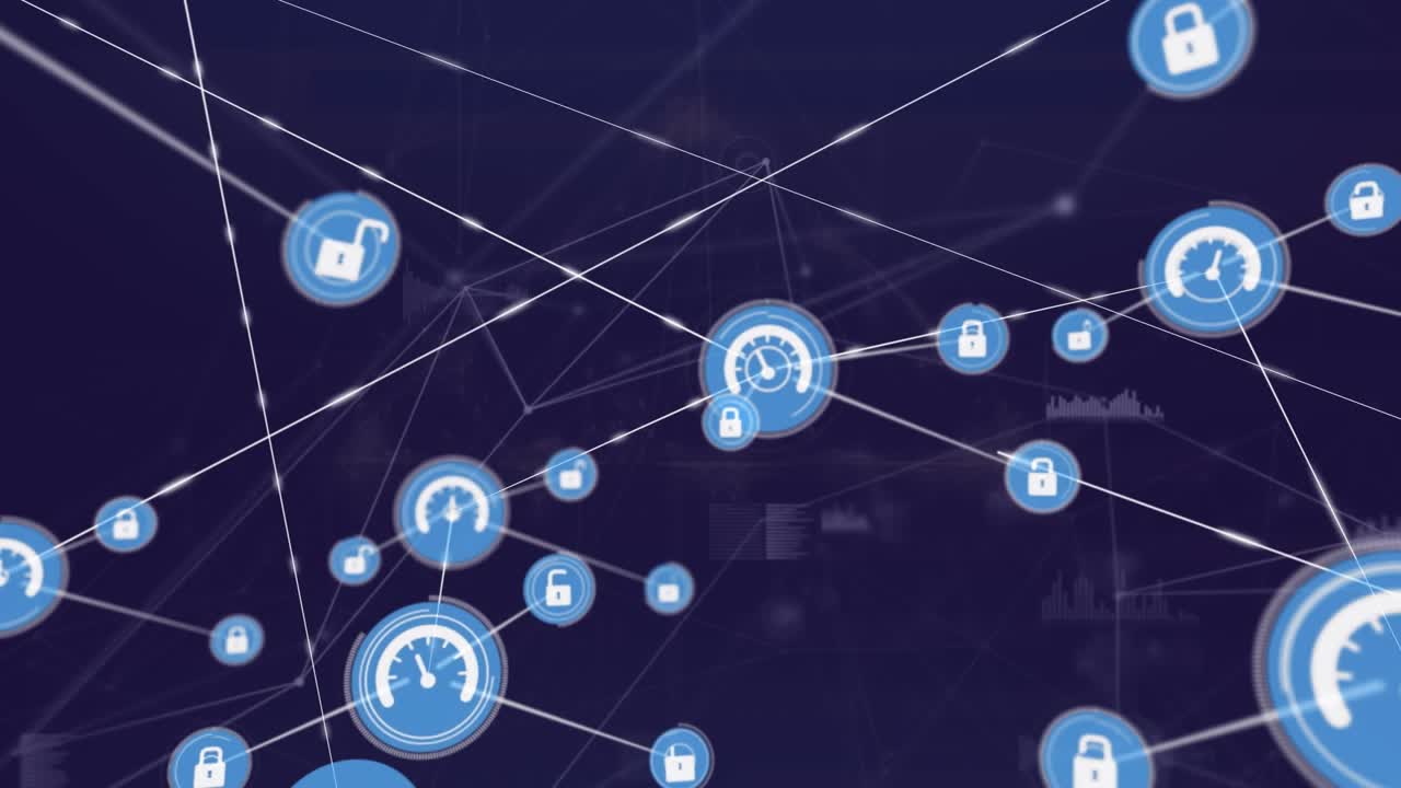 The video depicts a network of connections and data processing