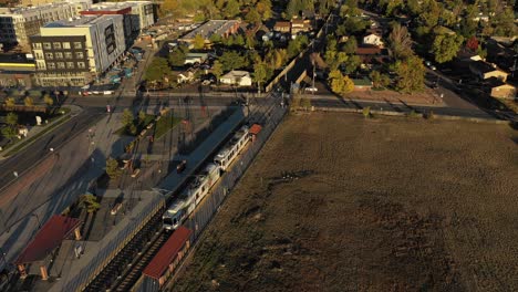 an evening pan over a light rail station