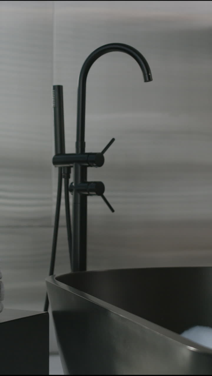 Modern Black Bathroom with Tub and Shower