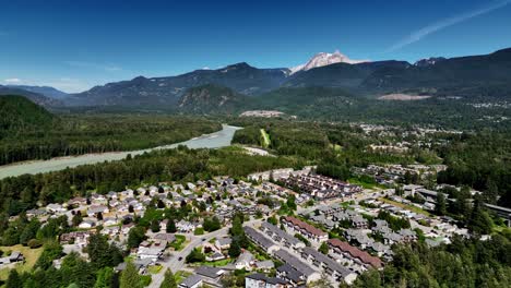 neighbourhoods of squamish in northern vancouver, british columbia, canada - aerial shot