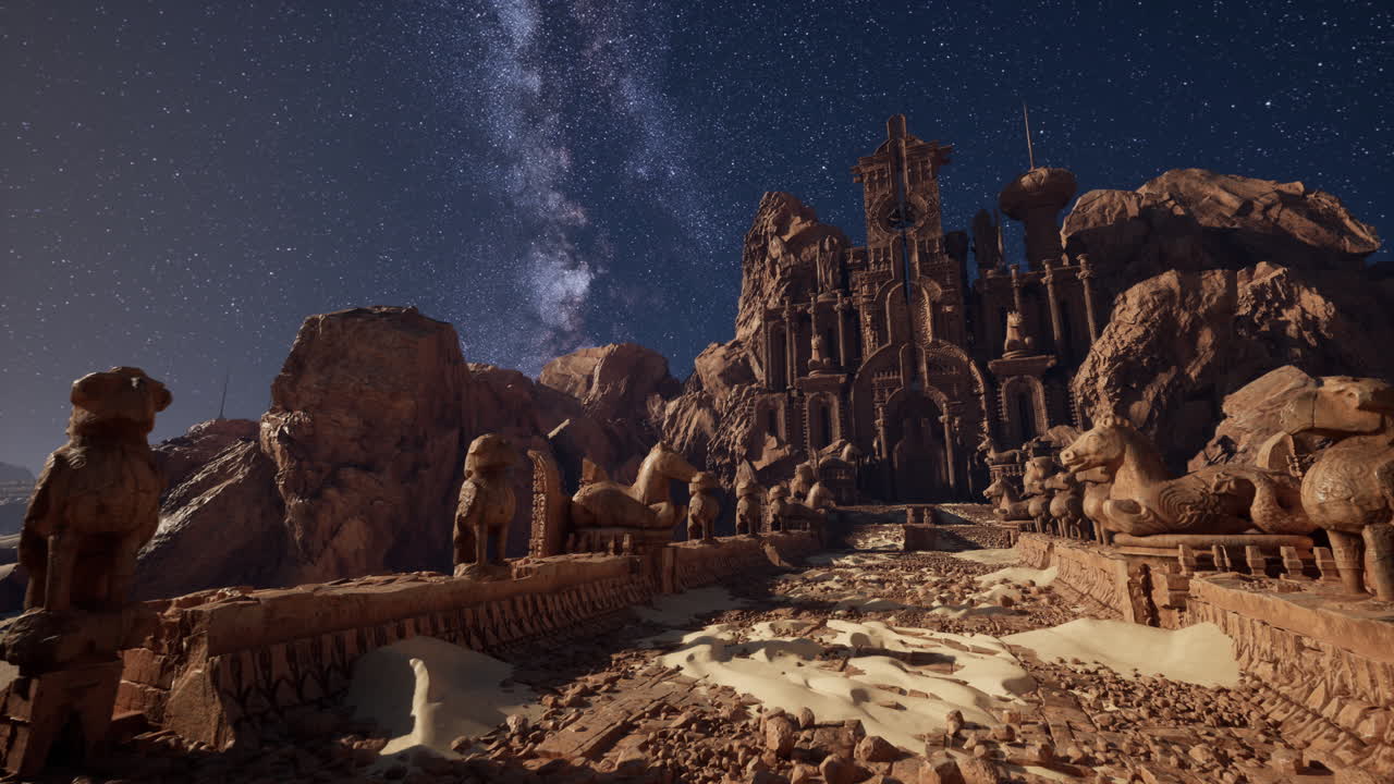 밤 하늘은 어떤 바위 위에 별으로 가득 차 있습니다.