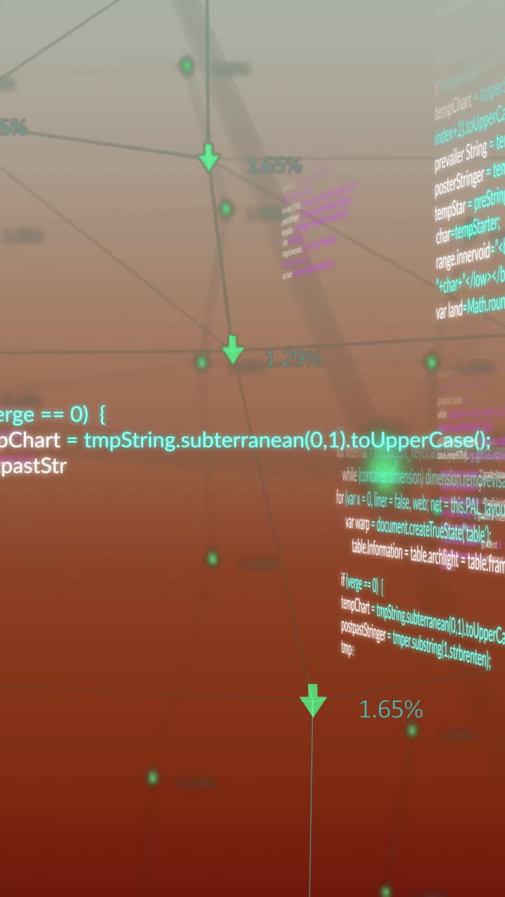 animation du réseau de connexions et de traitement de données sur fond rouge