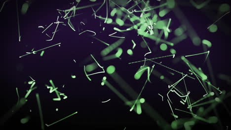 animation of green glowing light trails moving over black background