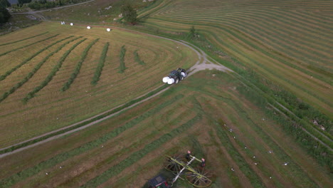 tractors collect foliage crops for silage, transports bales from farmland