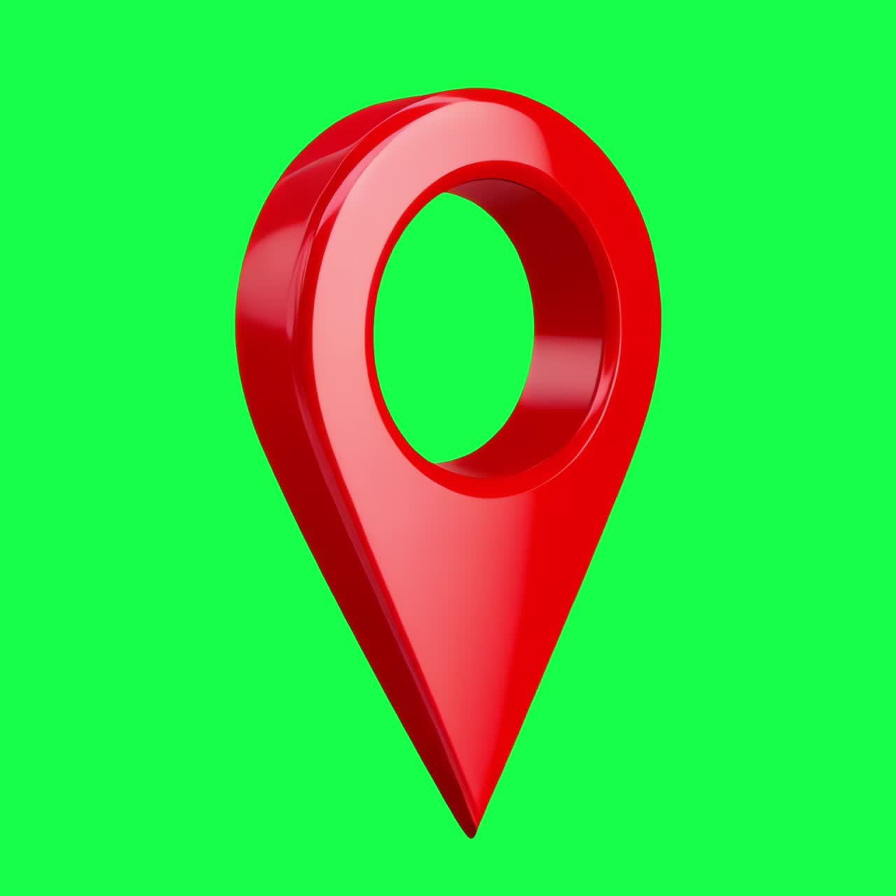 Location pin 3d design animation, transparent 4K video, green screen