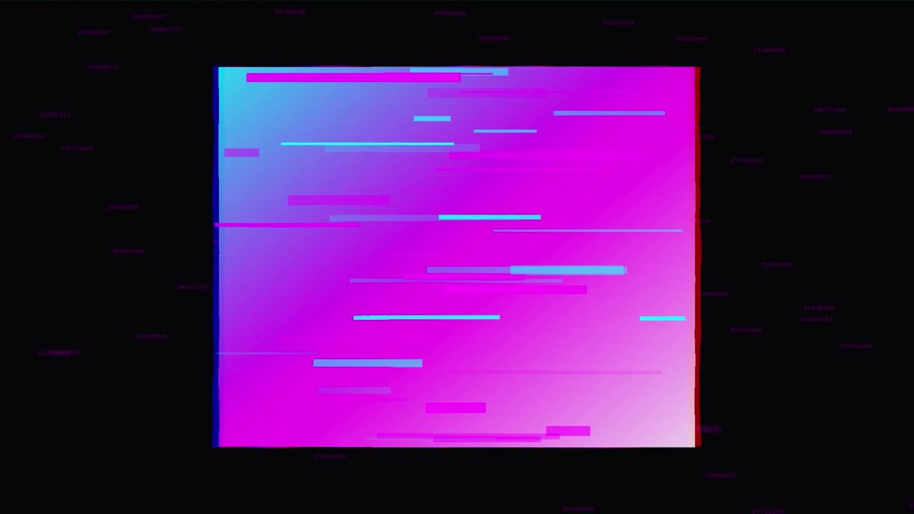 Abstract Digital Glitch Effect with Neon Gradient Square