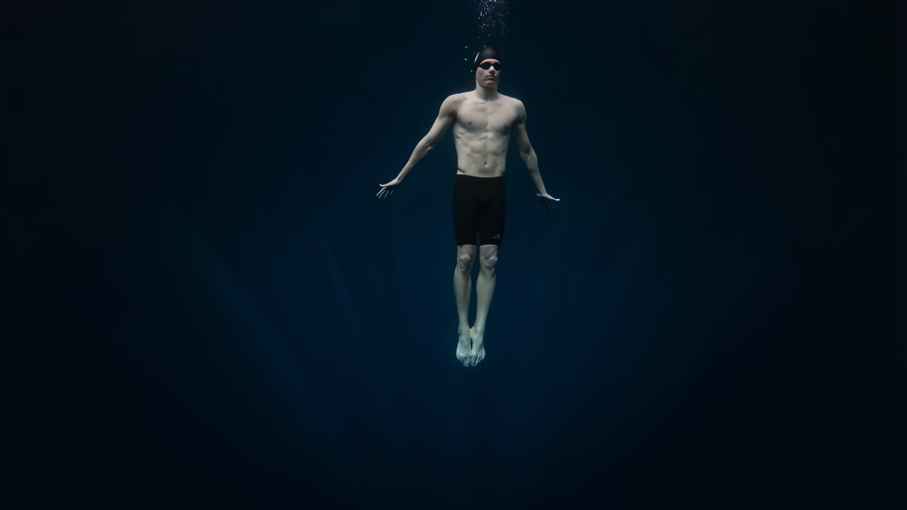 Man Floating Serenely Underwater