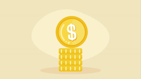 pila de monedas de oro con el signo del dólar