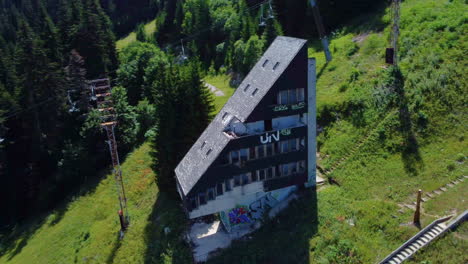 ski lift going up and down at igman olympic jumps on the mountain of igman in ilidza, sarajevo, bosnia and herzegovina