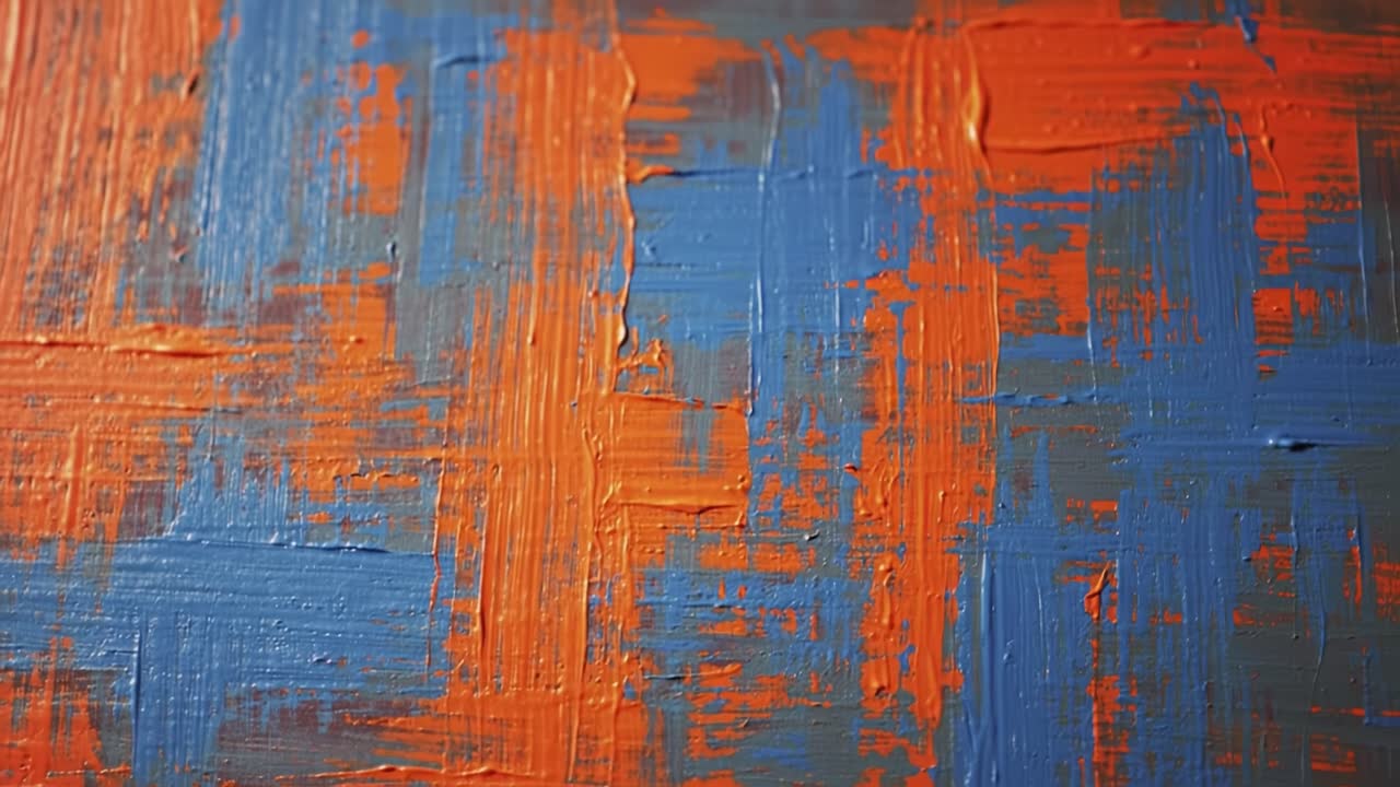 Abstract Painting in Orange and Blue
