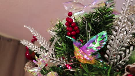 christmas tree, ornaments and beautiful decorations made of glass