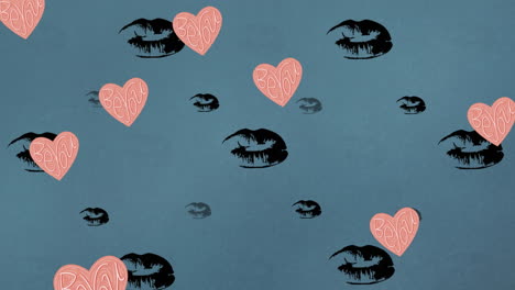 animación de los iconos del corazón y los labios sobre fondo verde