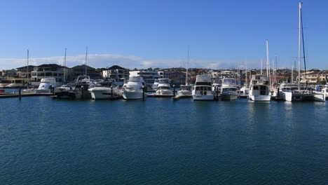 an impressive line-up of yachts and other vessels moored-up on a beautiful summer’s day