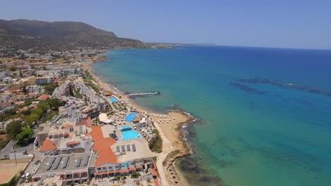 the touristic city of stalis with beach resorts during summer