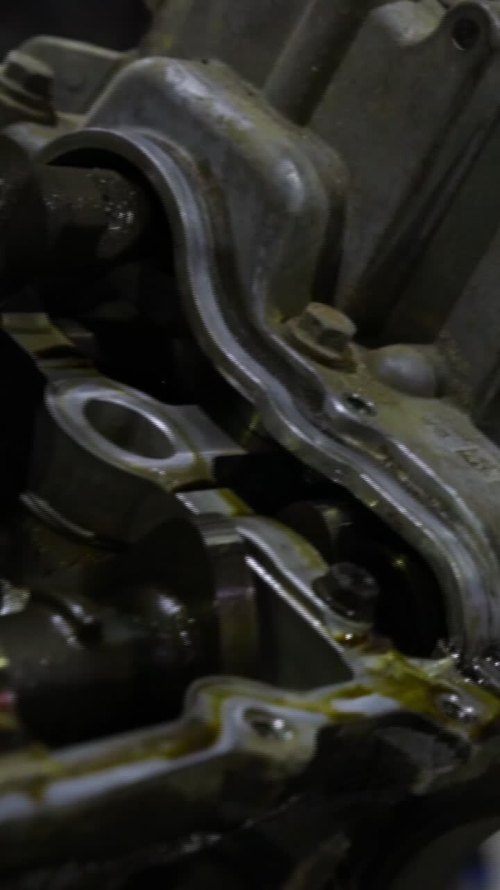 Close-up view of a disassembled engine