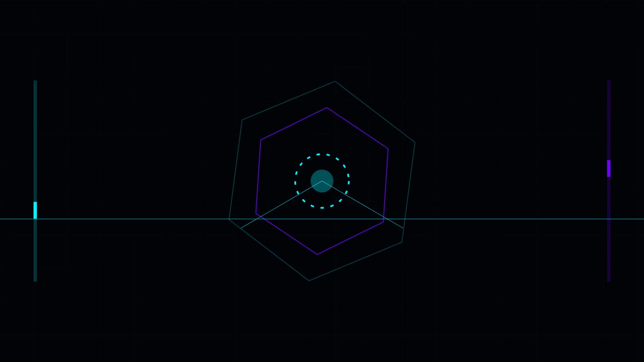Abstract Digital Hexagon Interface Animation with Rotating Scanning Line