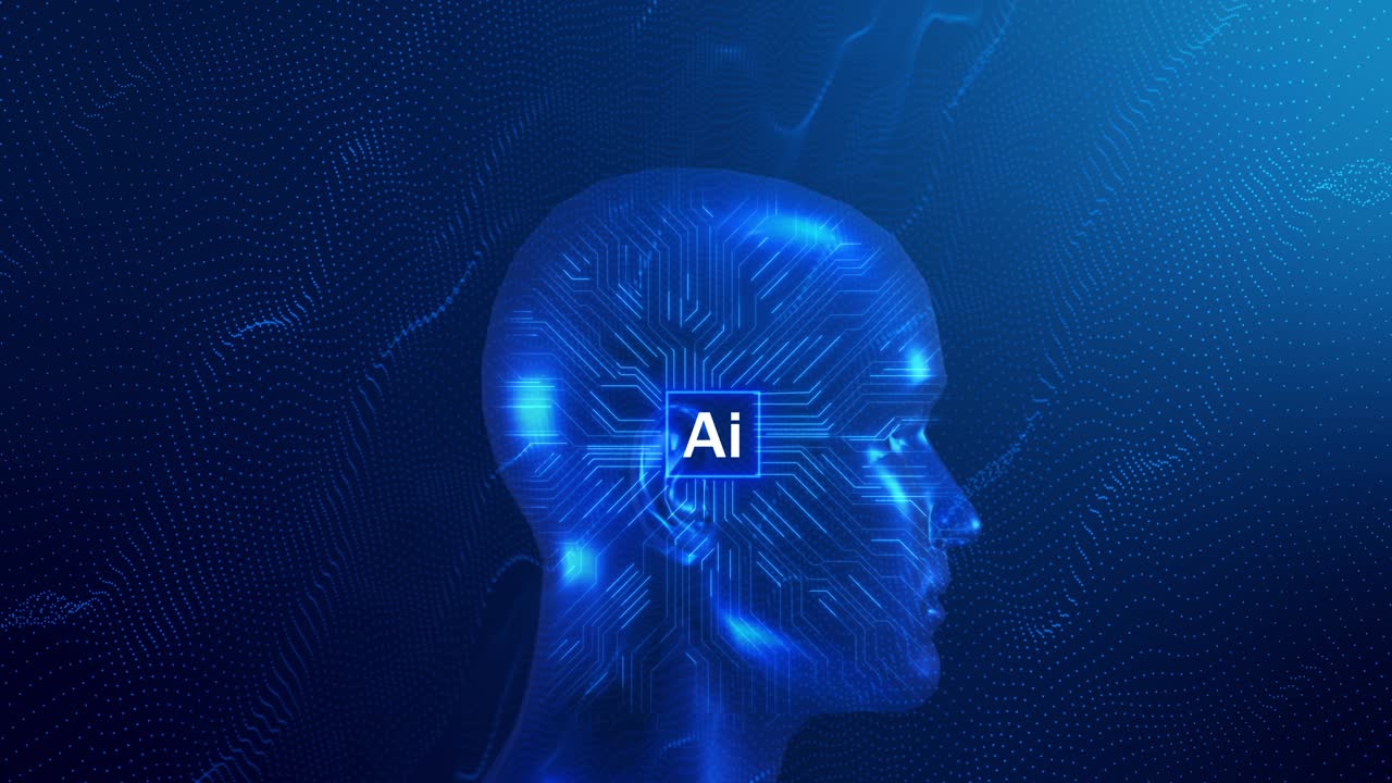 Digital brain scan merging human ai brain network circuit hologram ai artificial intelligence human