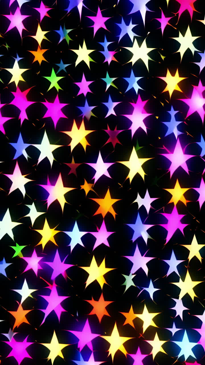 estrellas brillantes de colores que crean un patrón abstracto vibrante sobre un fondo negro