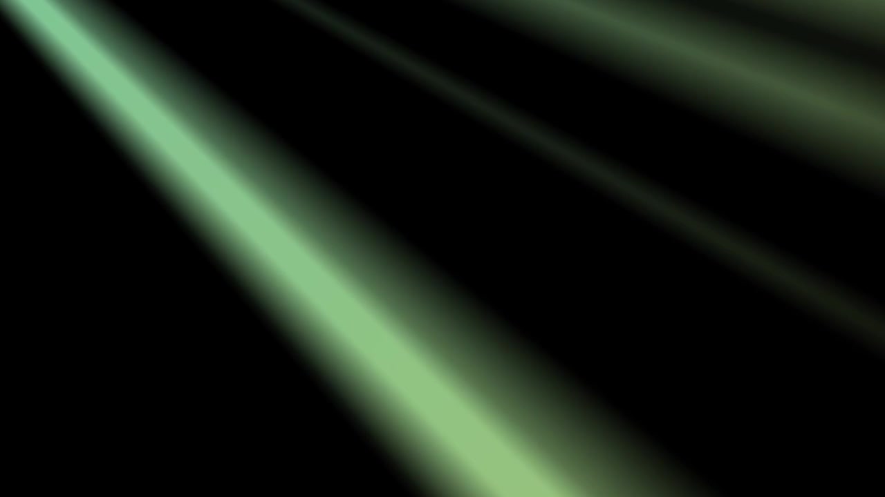 Abstract Green Light Rays Moving Diagonally on Black Background