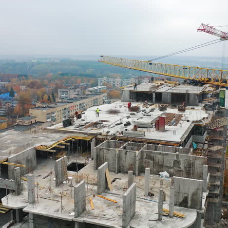 construction of a residential apartment complex. aerial view.