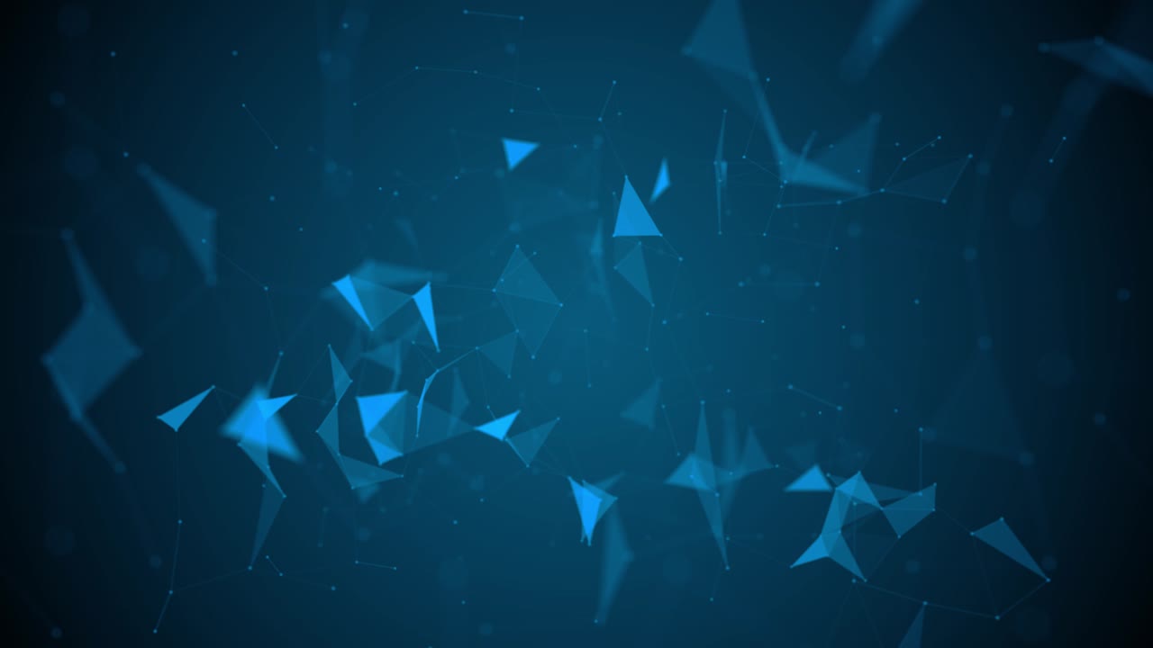 Polygon, digitalt netværk, blå abstrakt, plexus, videnskabelige forbindelser, kabelsystem, geometri, blockchain.