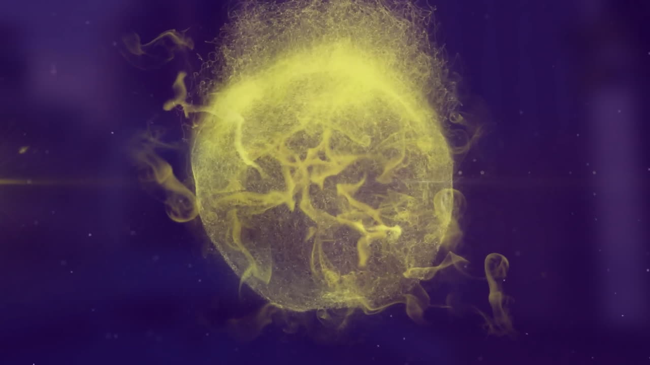 animación de puntos de colores que se mueven sobre un fondo azul