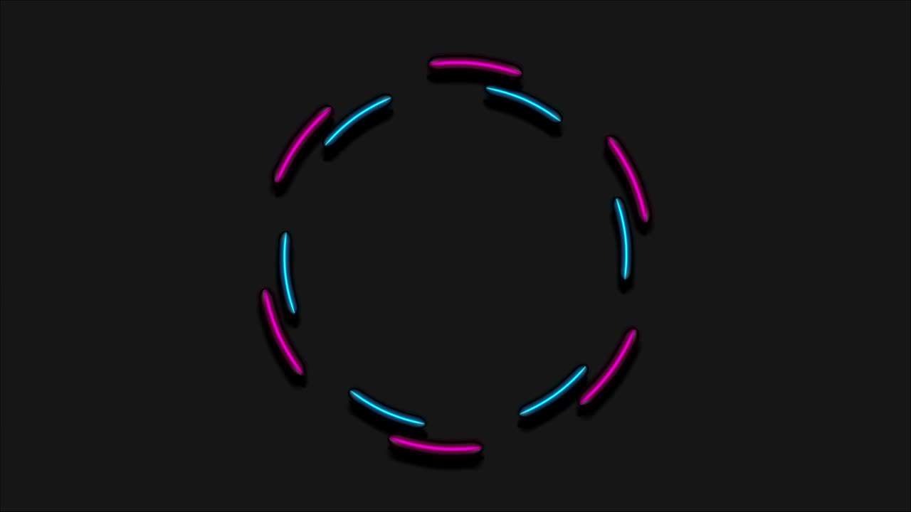 círculos de color púrpura azul neón brillante animación de video tecnológico