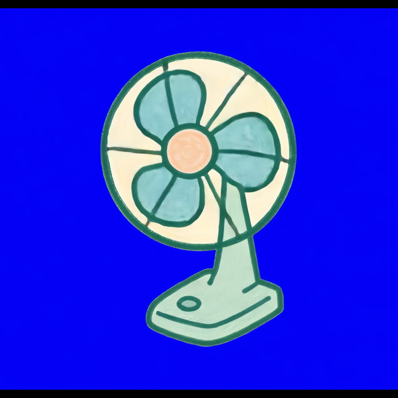 Vintage fan illustration animation isolated asset, transparent 4K video, alpha channel, ProRes 4444